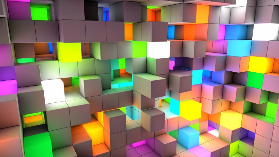 Фреска Абстракция светящиеся кубы