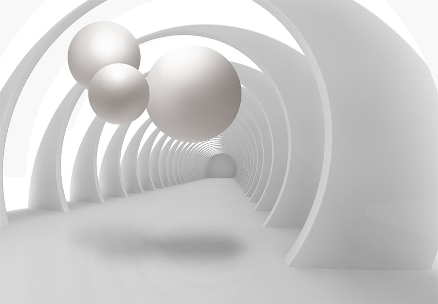 Фреска 3D абстракция тоннель с шарами