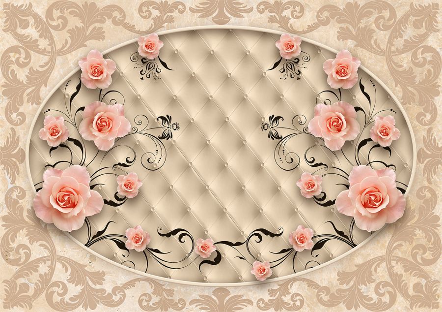 Фреска Нежные 3D Розы в рамке